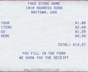 car rental receipt