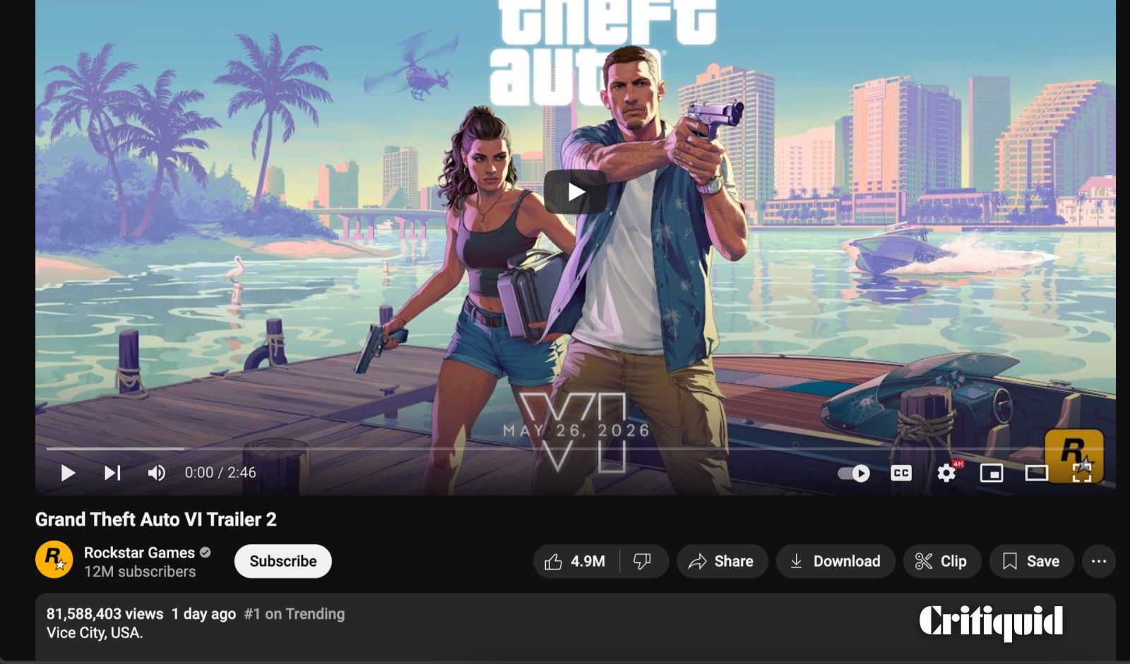Grand Theft Auto VI Trailer 2 Breaks Viewership Records