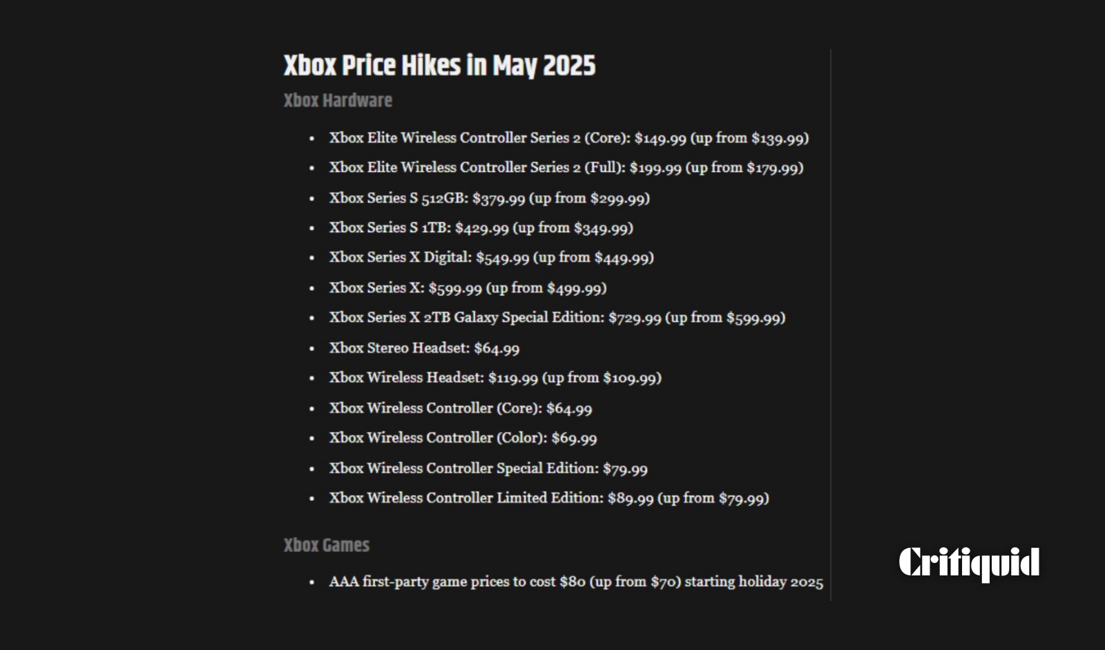 Xbox Price Hikes in May 2025